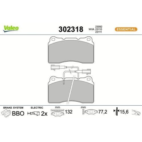 VALEO Bremsbelagsatz, Scheibenbremse ESSENTIAL 302318