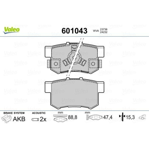 VALEO Bremsbelagsatz, Scheibenbremse 601043