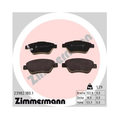 ZIMMERMANN Bremsbelagsatz, Scheibenbremse 23982.180.1