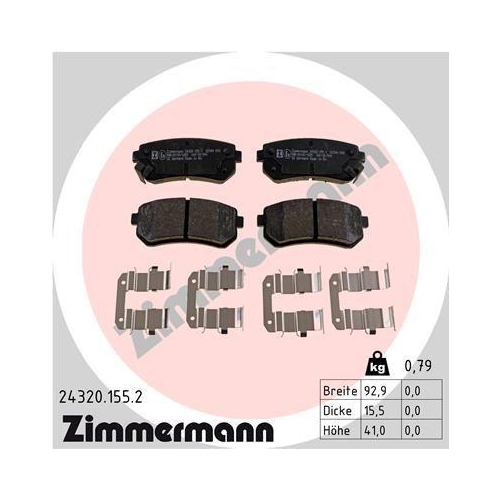 ZIMMERMANN Bremsbelagsatz, Scheibenbremse 24320.155.2