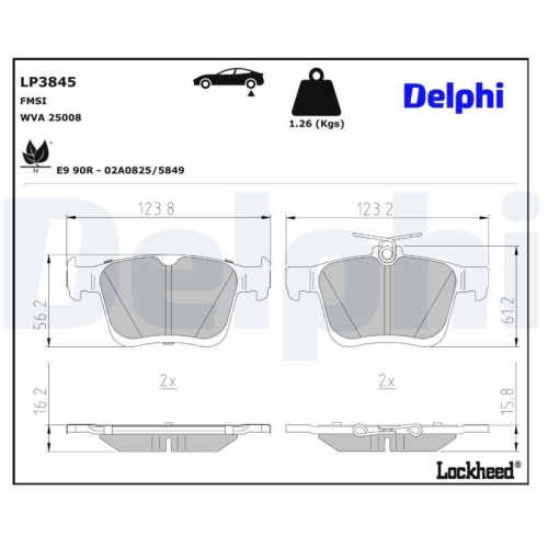 DELPHI Bremsbelagsatz, Scheibenbremse LP3845