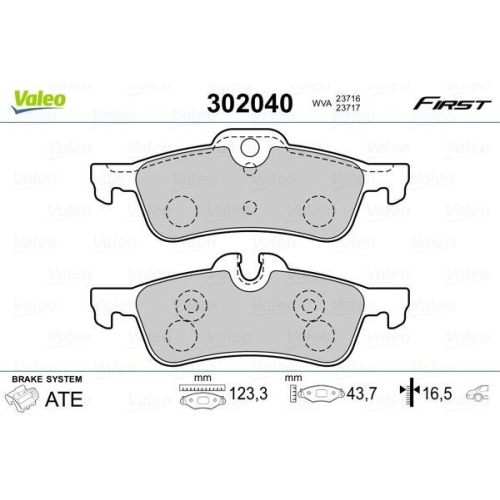 VALEO Bremsbelagsatz, Scheibenbremse FIRST 302040