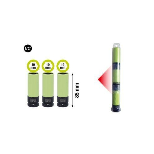 1/2 Zoll Alu-Felgen Kraft-Stecknusslang19mm 3x 515.1075 Kunststoffrohr 515.0855
