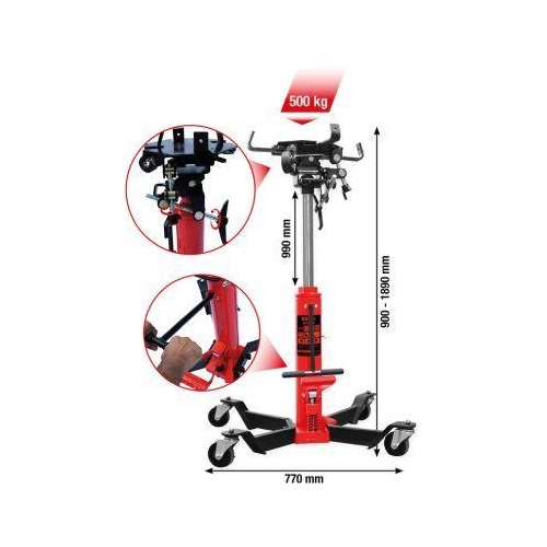 performance Hydraulik-Getriebeheber mit Tisch, 500 kg KS TOOLS 160.1305