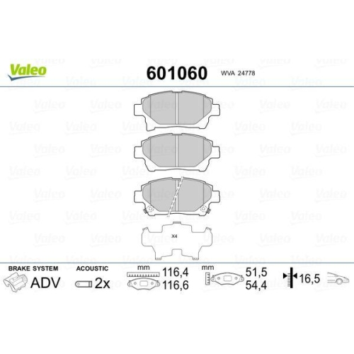 VALEO Bremsbelagsatz, Scheibenbremse 601060