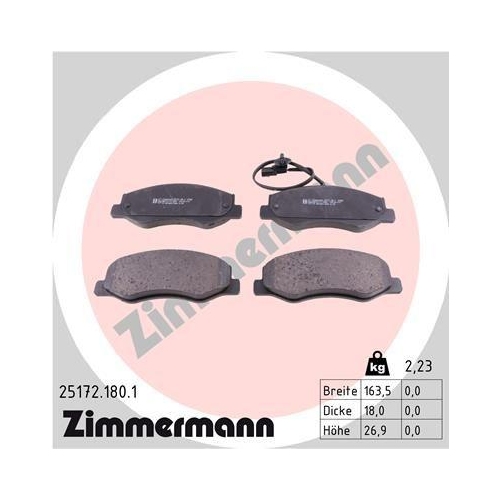 ZIMMERMANN Bremsbelagsatz, Scheibenbremse 25172.180.1