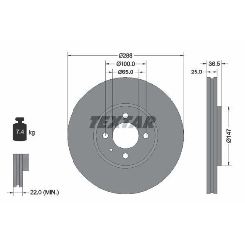TEXTAR Bremsscheibe PRO 92302303