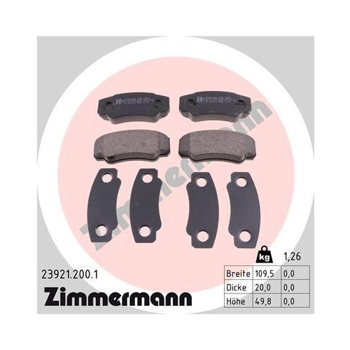 ZIMMERMANN Bremsbelagsatz, Scheibenbremse 23921.200.1
