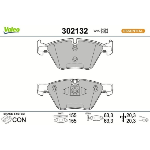 VALEO Bremsbelagsatz, Scheibenbremse ESSENTIAL 302132