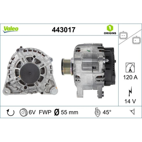 VALEO Generator VALEO ORIGINS NEW OE TECHNOLOGIE 443017