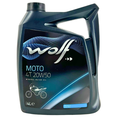 Motor&ouml;l Motoren&ouml;l Wolf Moto 4T 20W-50 4-Takt Motorrad 4 Liter Flasche 1043816