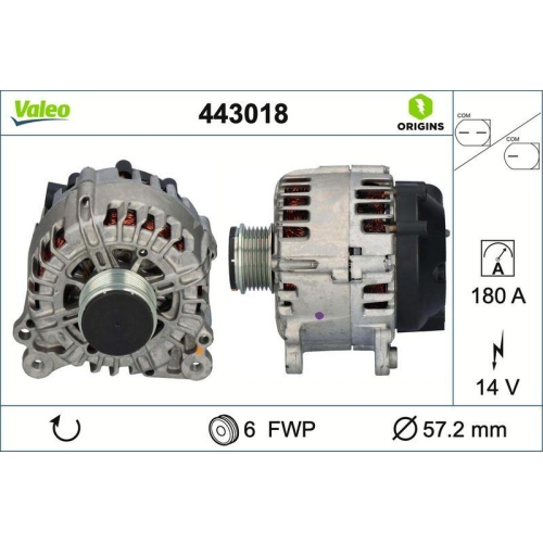 VALEO Generator VALEO ORIGINS NEW OE TECHNOLOGIE 443018
