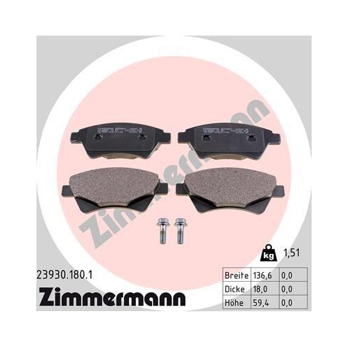 ZIMMERMANN Bremsbelagsatz, Scheibenbremse 23930.180.1