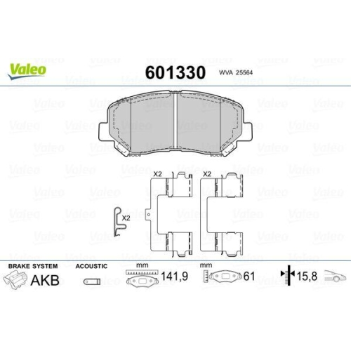 VALEO Bremsbelagsatz, Scheibenbremse 601330