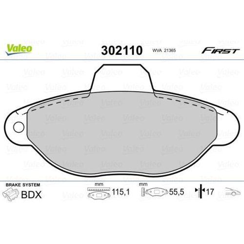 VALEO Bremsbelagsatz, Scheibenbremse FIRST 302110