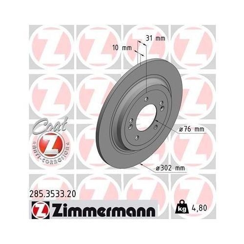B-Ware Bremsscheibe ZIMMERMANN 285.3533.20 passend f&uuml;r HYUNDAI KIA KIA (DYK)