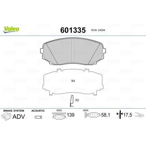 VALEO Bremsbelagsatz, Scheibenbremse 601335