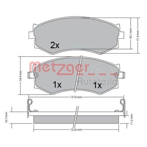 METZGER AUTOTEILE Bremsbelagsatz, Scheibenbremse 1170603