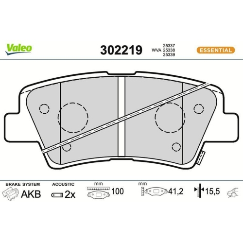 VALEO Bremsbelagsatz, Scheibenbremse ESSENTIAL 302219