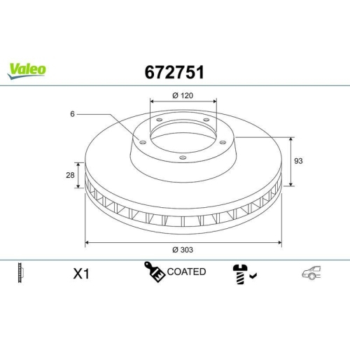 VALEO Bremsscheibe COATED 672751