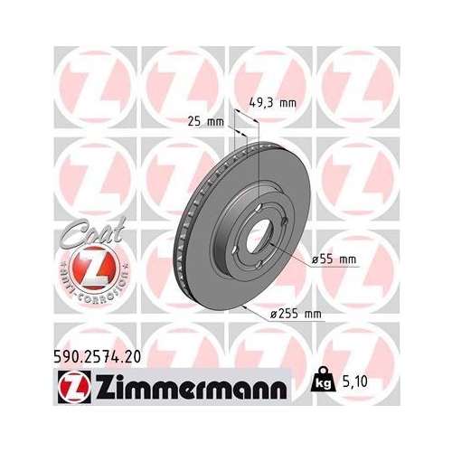 ZIMMERMANN Bremsscheibe COAT Z 590.2574.20