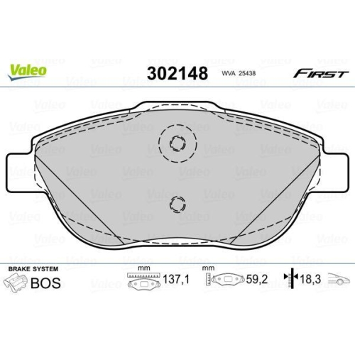 VALEO Bremsbelagsatz, Scheibenbremse FIRST 302148
