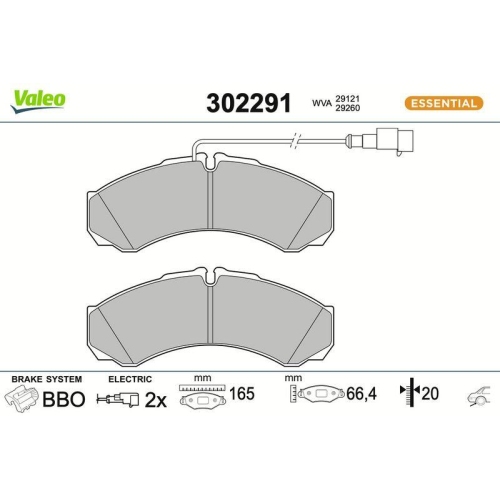 VALEO Bremsbelagsatz, Scheibenbremse ESSENTIAL 302291