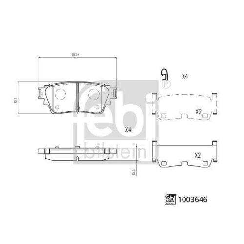 FEBI BILSTEIN Bremsbelagsatz, Scheibenbremse 1003646