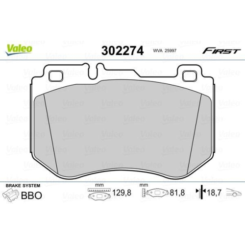 VALEO Bremsbelagsatz, Scheibenbremse FIRST 302274