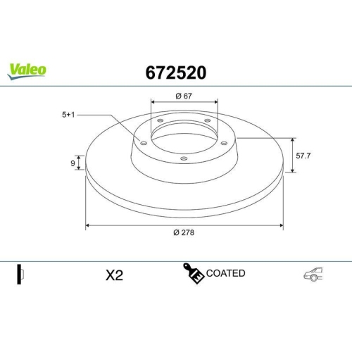 VALEO Bremsscheibe COATED 672520