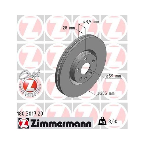 ZIMMERMANN Bremsscheibe COAT Z 180.3017.20