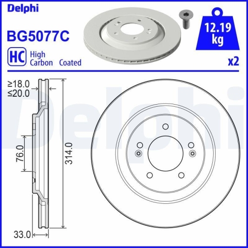 DELPHI Bremsscheibe BG5077C