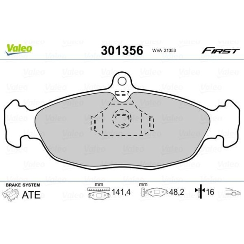 VALEO Bremsbelagsatz, Scheibenbremse FIRST 301356