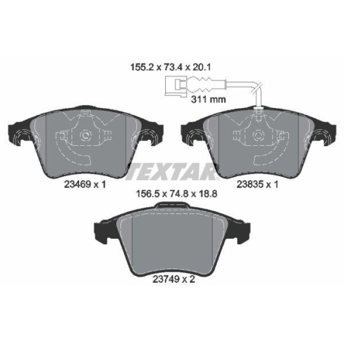 TEXTAR Bremsbelagsatz, Scheibenbremse Q+ 2346901
