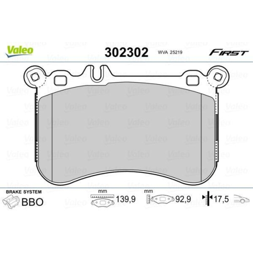 VALEO Bremsbelagsatz, Scheibenbremse FIRST 302302