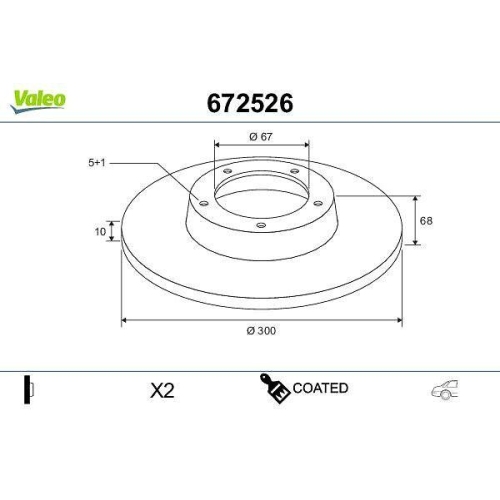 VALEO Bremsscheibe COATED 672526