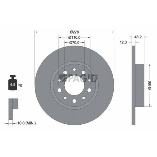 PAGID Bremsscheibe 54452NC
