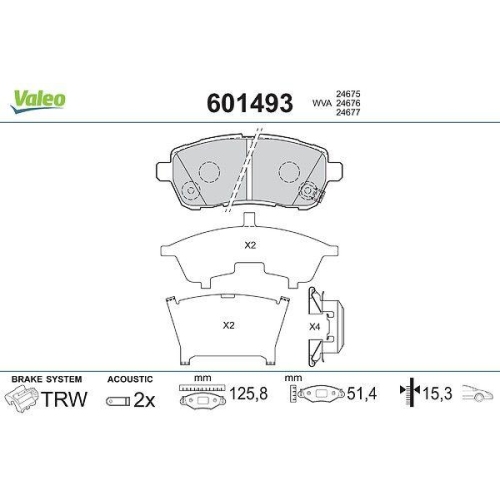VALEO Bremsbelagsatz, Scheibenbremse 601493