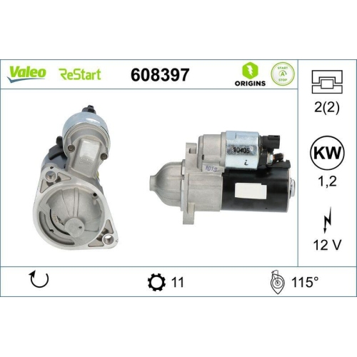 VALEO Starter VALEO ORIGINS STOP&START - NEW O.E. TECHNOLOGIE 608397
