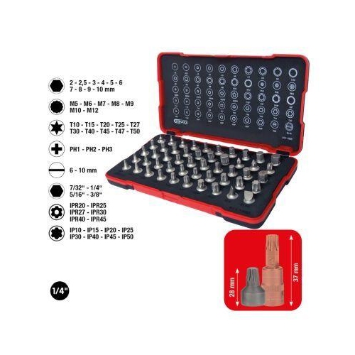 1/4 Zoll Bit-Stecknuss-Satz, extra kurz, 50-tlg KS TOOLS 911.1850