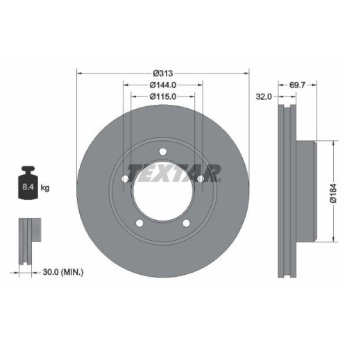 TEXTAR Bremsscheibe PRO 92108103