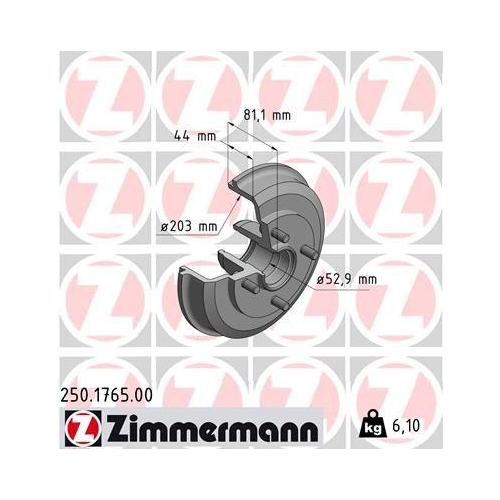 ZIMMERMANN Bremstrommel 250.1765.00