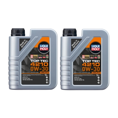 LIQUI MOLY Top Tec 4210 Motor&ouml;l 0W-30 2-Liter VW 504 00 / 507 00 / C30 - 21604
