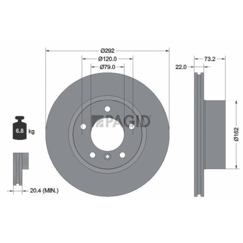 PAGID Bremsscheibe 54328NHC