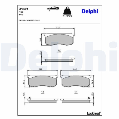 DELPHI Bremsbelagsatz, Scheibenbremse LP3509