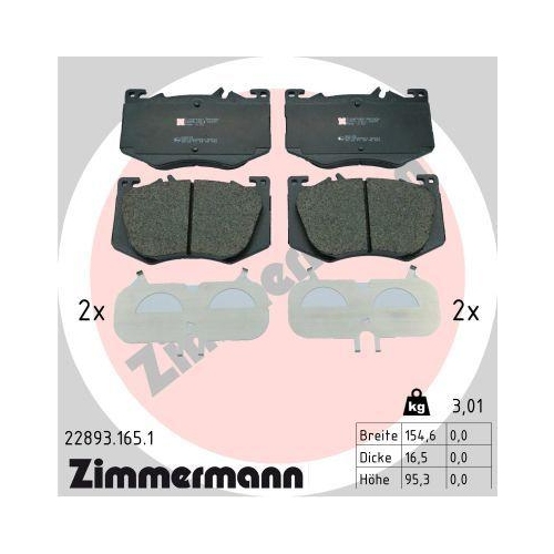 ZIMMERMANN Bremsbelagsatz, Scheibenbremse 22893.165.1