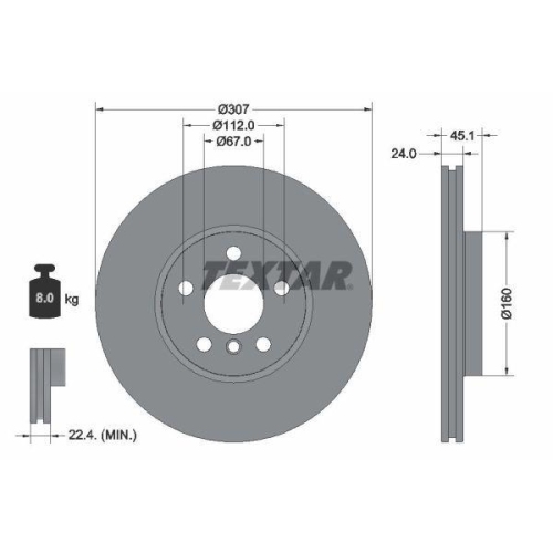 TEXTAR Bremsscheibe PRO+ 92347205