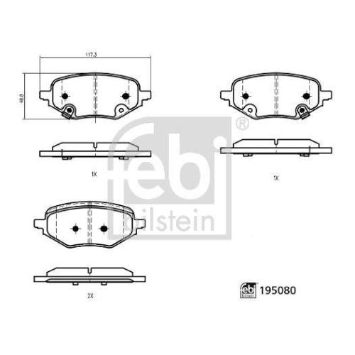 FEBI BILSTEIN Bremsbelagsatz, Scheibenbremse 195080