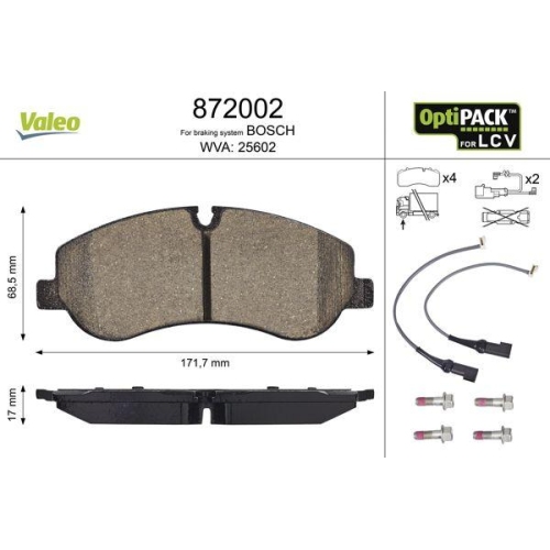 VALEO Bremsbelagsatz, Scheibenbremse OPTIPACK for LCV 872002