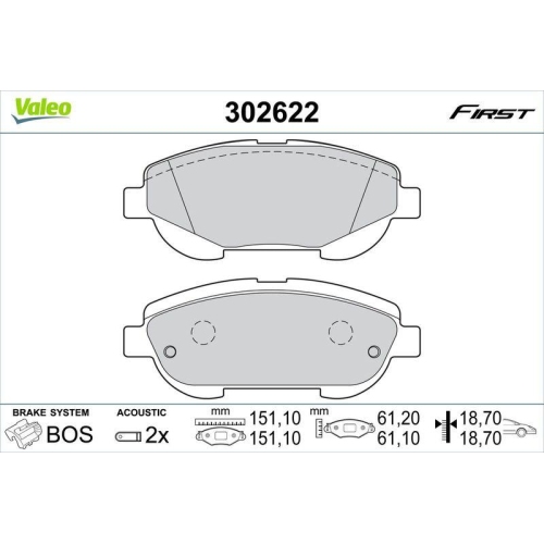 VALEO Bremsbelagsatz, Scheibenbremse FIRST 302622